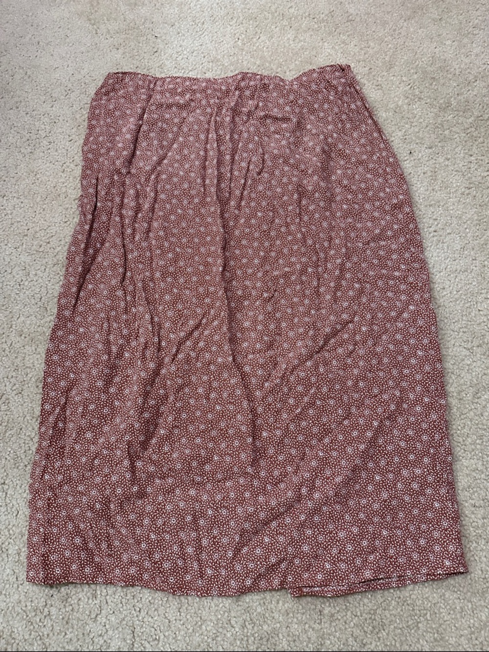 Abercrombie & Fitch Rust Floral Faux Wrap Midi Skirt - Picture 10 of 11